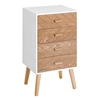 Image de Homcom Meuble de rangement chiffonnier design scandinave 40L x 30l x 75H cm 4 tiroirs bois massif pin MDF blanc et hêtre motif graphique