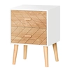 Image de Homcom Chevet table de nuit design scandinave 40L x 30l x 56H cm 2 tiroirs bois massif pin MDF blanc et hêtre motif graphique