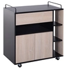 Image de HOMCOM desserte de cuisine à roulettes multi-rangements placard double portes + 3 étagères + niche + tiroir panneaux particules noir chêne