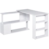 Image de HOMCOM Bureau d'angle table de salle à manger avec rangement bureau informatique modulable bibliothèque intégrée + étagère 3 niveaux blanc