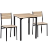 Image de HOMCOM Ensemble table et chaise Table avec 2 chaises style industriel acier noir MDF coloris bois de chêne Aosom France