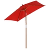 Image de Outsunny Parasol de Jardin Rectangulaire Inclinable Terrasse Balcon Patio Piscine Bois Massif Bambou 2 x 1,5 x 2,3 m Rouge