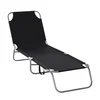 Image de Outsunny Bain de Soleil transat Chaise Longue Pliable Dossier réglable Multipositions métal et Polyester Noir