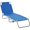 Image de Outsunny Bain de Soleil transat Chaise longue Pliable Dossier réglable Multipositions métal et Polyester Bleu