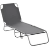 Image de Outsunny Transat Pliable Gris Métal-Polyester Dossier Multipositions Confort Extérieur Aosom France
