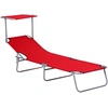 Image de Outsunny Transat Bain de Soleil Pliable Chaise Longue Dossier Inclinable Multi-positions et Pare-Soleil réglable Dim. 187L x 58l x 36H cm Rouge