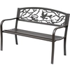 Image de Outsunny Banc de Parc 2 Places Jardin Terrasse Style Rural Chic Acier et Fonte 127 x 60 x 85 cm Brun