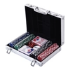 Image de Homcom Malette pro poker coffret complet 30L x 21l x 6,5H cm 200 jetons 2 jeux de cartes 2 clés aluminium aosom france