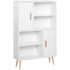 Image de Homcom Bibliothèque scandinave 4 niches + 2 placards avec étagère 80L x 24l x 123H cm pieds effilés inclinés bois massif panneaux particules