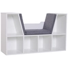 Image de HOMCOM Bibliothèque Banc 2 en 1 Design Contemporain 6 casiers 3 Coussins fournis 102L x 30l x 61H cm Blanc Gris chiné