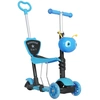 Image de HOMCOM Trottinette pour enfants trottinette 3 roues évolutive 3 en 1 hauteur guidon réglable canne telescopique selle dossier amovible bleu