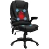 Image de HOMCOM Fauteuil chaise de bureau direction massant chauffant hauteur réglable dossier inclinable toile de lin noir
