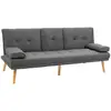 Image de Outsunny Canapé 3 Places Convertible Lin Gris Foncé Dossier Réglable Design Scandinave Aosom France