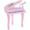 Image de HOMCOM Piano à Queue électronique 37 Touches Multifonctions avec Micro Haut Parleur, lumière LED, fonction d'enregistrement et de relecture, instrument de musique enfant 3 à 6 ans Rose