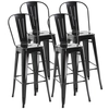 Image de HOMCOM Lot de 4 tabourets de Bar en Métal Chaise de bar Industriel avec Dossier Hauteur Assise 76,5 cm mét Noir