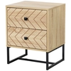Image de HOMCOM Table de Chevet Table de Nuit Style Graphique 48L x 39,5l x 60H cm 2 tiroirs métal Noir Panneaux Particules MDF Imitation Bois Clair