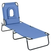 Image de Outsunny Chaise Longue Pliable Bain de Soleil Transat avec Trou de Lecture Dossier 4 Positions de Réglage Oreillers Amovibles Charge Max. 120 Kg