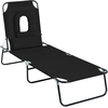 Image de Outsunny Chaise Longue Pliable Bain de Soleil Transat avec Trou de Lecture Dossier 4 Positions de Réglage Oreillers Amovibles Charge Max.120 Kg