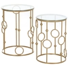 Image de HOMCOM Lot de 2 Tables Basses Rondes Table d’Appoint Bout de Canapé Design Élégant Plateau en Verre Trempé Ø 41 x 57 cm et Ø 36 x 51 cm Or