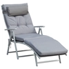 Image de Outsunny Chaise Longue Pliable Bain de Soleil Transat Dossier Incliable 7 Positions avec Matelas Épaisseur 6 cm Charge 165 Kg Textilène Gris