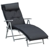 Image de Outsunny Chaise Longue Pliable Bain de Soleil Transat Dossier Incliable 7 Positions avec Têtière Amovibles Repose-Pied Charge Max 165 Kg Noir