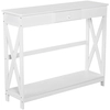 Image de HOMCOM Console Blanche Style Néo-Rétro avec Tiroir et Étagère en MDF Aosom France