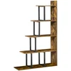 Image de HOMCOM Étagère bibliothèque séparateur de pièce style industriel en escalier 5 étagères 102 x 30 x 160 cm coloris brun rustique