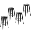 Image de HOMCOM Lot de 4 tabourets de bar chaise de bar Industriel empilables Hauteur Assise 76 cm métal Noir