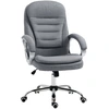 Image de Vinsetto Fauteuil chaise de bureau ergonomique double coussin réglable roulettes toile lin 64 x 75 x 111-121 gris clair Aosom France