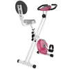 Image de HOMCOM Vélo d'appartement pliable vélo de fitness vélo d'intérieur 8 niveaux de résistance magnétique avec dossier selle réglable écran LCD multifonction capteur fréquence cardiaque rose