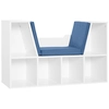 Image de HOMCOM Bibliothèque Banc 2 en 1 Design Contemporain 6 casiers 3 Coussins fournis 102L x 30l x 61H cm Blanc Bleu