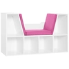 Image de HOMCOM Bibliothèque Banc 2 en 1 Design Contemporain 6 casiers 3 Coussins fournis 102L x 30l x 61H cm Blanc Rose