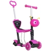 Image de HOMCOM Trottinette pour enfants trottinette 3 roues évolutive 3 en 1 hauteur guidon réglable canne telescopique selle dossier amovible rose