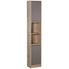 Image de HOMCOM Meuble de Salle de Bain Armoire de Rangement 2 Étagères Ouvertes 2 Armoires MDF 30 x 24 x 170 cm Gris et Chêne aosom france
