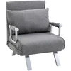 Image de HOMCOM Fauteuil Chauffeuse Canapé-Lit Convertible Dossier Réglable sur 5 Positions 2 Accoudoirs Coussin Déhoussable pour Salon Bureau Chambre Gris