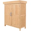 Image de Outsunny Armoire de Jardin sur Pied Double Porte étagère et Toit bitumé relevable dim. 74L x 43l x 88H cm Bois Massif de Sapin