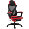 Image de Vinsetto Fauteuil de bureau chaise gamer dossier et hauteur réglable roulettes pivotantes repose-pied tissu 58L x 72l x 108-118H cm rouge noir