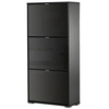 Image de HOMCOM Meuble à chaussures design contemporain 3 portes abattantes 3 compartiments MDF 60L x 26I x 124H cm noir laqué