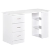 Image de HOMCOM Table d'Ordinateur Table de Bureau avec Rangement 3 Tiroirs et 3 Compartiments 120 x 49 x 72 cm Blanc aosom france