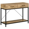 Image de HOMCOM Table console table d'entrée avec 2 tiroirs et une étagère structure en métal et panneaux de particules solides marron