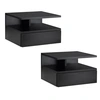Image de HOMCOM Lot de 2 tables de chevet murales - lot de 2 tables de nuit - tiroir coulissant, niche, plateau - panneaux particules noir-AOSOM.fr