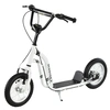 Image de Homcom Trottinette Patinette pour Enfants Plus de 5 Ans Grands Pneus Guidon Réglable 2 Freins Poignée Béquille Latérale 120 x 58 x 80-85 cm Blanc