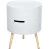 Image de HOMCOM Table de chevet - table basse avec 2 compartiments de rangement - plateau MDF - dim. Ø 38 x 48 cm - blanc