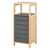 Image de HOMCOM Meuble Colonne Bambou Gris avec Porte, Étagères et Niche pour Salle de Bain Aosom France
