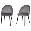 Image de HOMCOM Lot de 2 chaises de salle à manger chaises velours gris pieds métal noir dim. 52l x 54P x 79H cm Aosom France