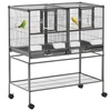 Image de PawHut Grande Volière Cage à Oiseaux avec Séparation Mangeoire Perchoir 95 x 45 5 x 102 cm Noir et Gris