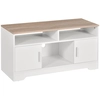 Image de HOMCOM Meuble TV Banc TV en Bois Grand Espace de Rangement avec 2 Compartiments Ouverts 2 Armoires à Porte Une Armoire Ouverte 105 x 40 x 52 cm Blanc