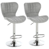 Image de HOMCOM Lot de 2 Tabouret de Bar Design Contemporain Hauteur d'assise réglable 59-81 cm pivotant 360° Lin Gris