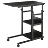 Image de HOMCOM Table d'appoint Bout de canapé Table roulante Table de Lit pour Ordinateur Portable Hauteur réglable - 2 étagères intégrées - cadre métal Noir
