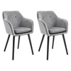 Image de HOMCOM Chaises Salle à manger - Lot de 2 chaise scandinave - Pieds effilés Bois Noir - Velours Gris